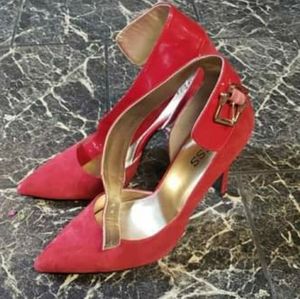 Guess red suede heels with ankle strap